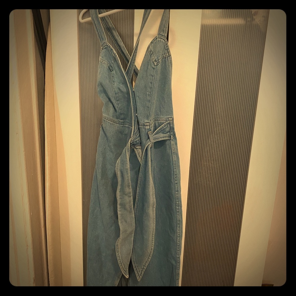 Nanushka belted denim dress